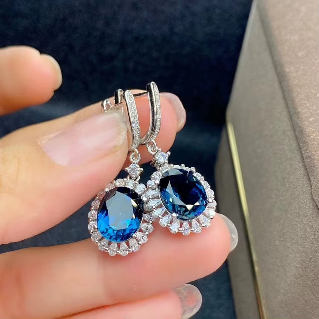 London Blue Topaz Jewelry Set 925 6x8mm Platinum Plated