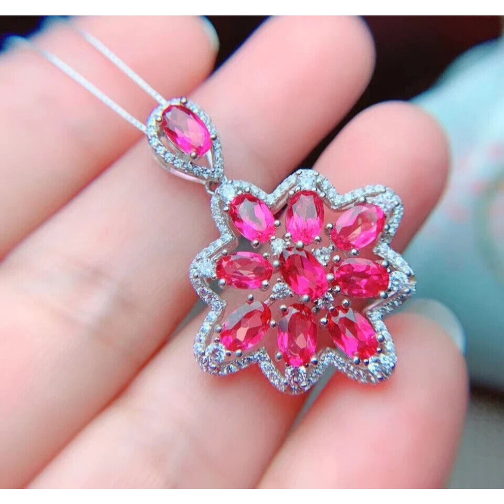 Pink Topaz Statement Necklace, Genuine Pink Topaz Jewelry VVS1