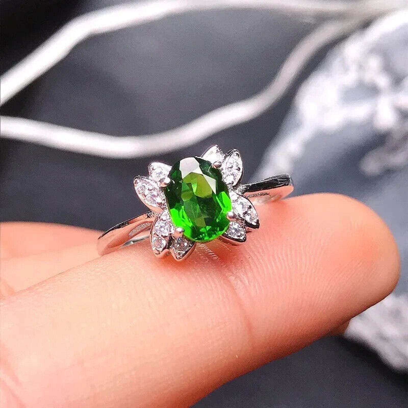 Chrome Diopside Cocktail Ring, Women's Chrome Diopside Ring