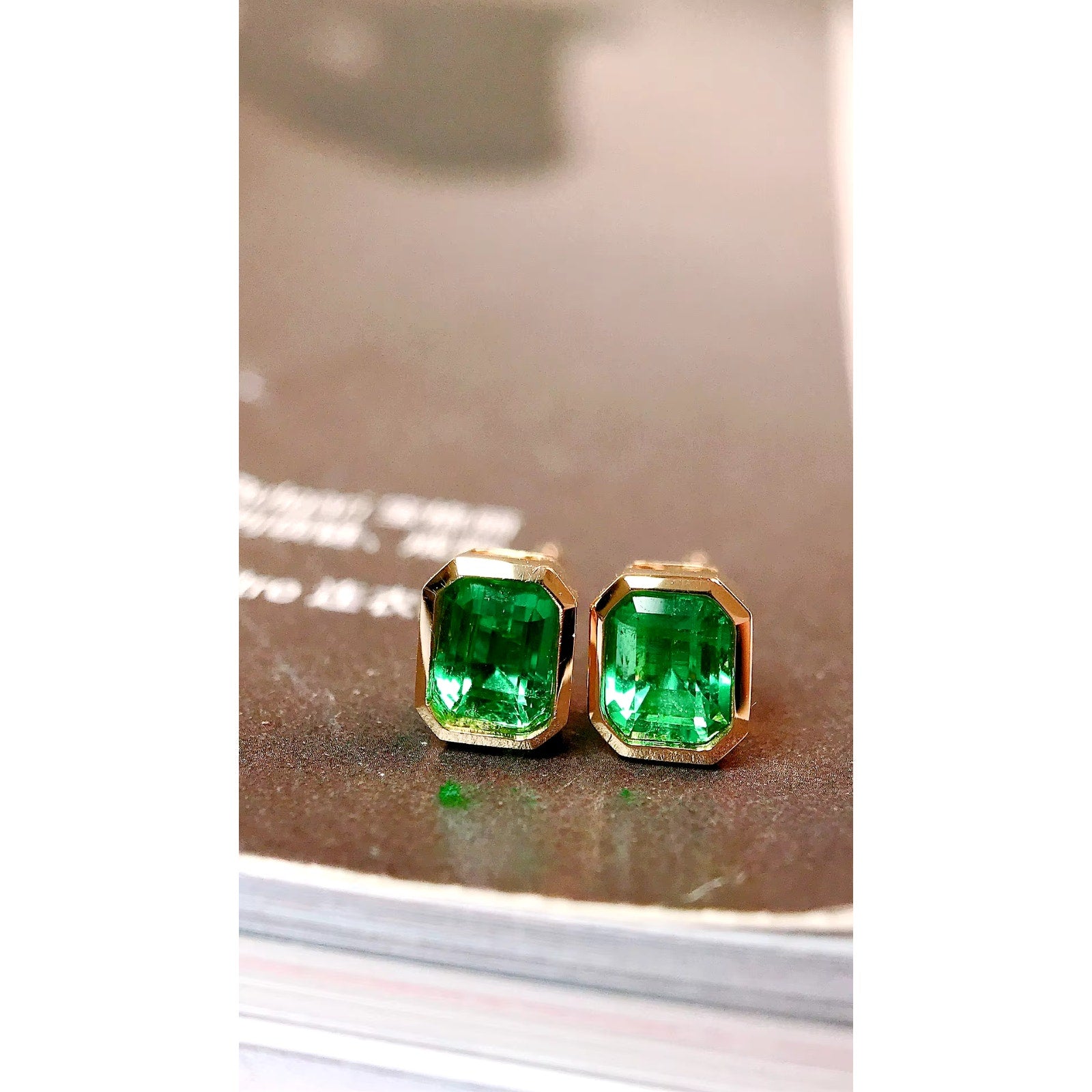 Emerald Stud Earrings, Bright Green Emerald Earrings 18k Yellow Gold, Natural Emerald Earrings, Emerald & Diamond Stud Earrings, 18k Yellow Gold Emerald Earrings, Solid Gold Emerald Stud Earrings, Bezel Setting Emerald Earrings, Natural Diamond and Emerald Earrings, Diamond and Emerald Stud Earrings, 18k Gold Emerald Stud Earrings, Womens Natural Emerald Earrings, Natural Emerald Earrings, Anniversary Gift Emerald Earrings For Women 18k Gold, Emerald Cut Emerald Earrings, Emerald Earrings with Great Clarity