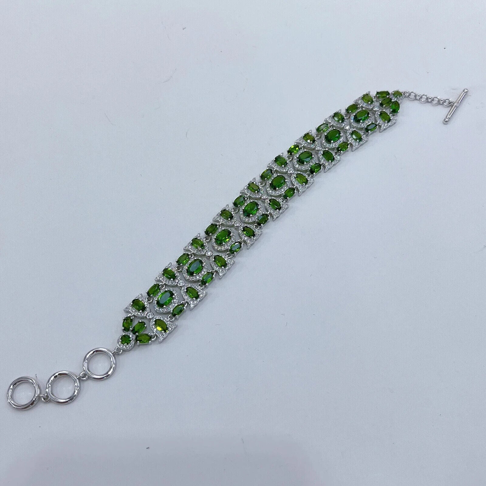 Chrome Diopside Multilayer Tennis Bracelet, Natural Gemstone Bracelet CZ