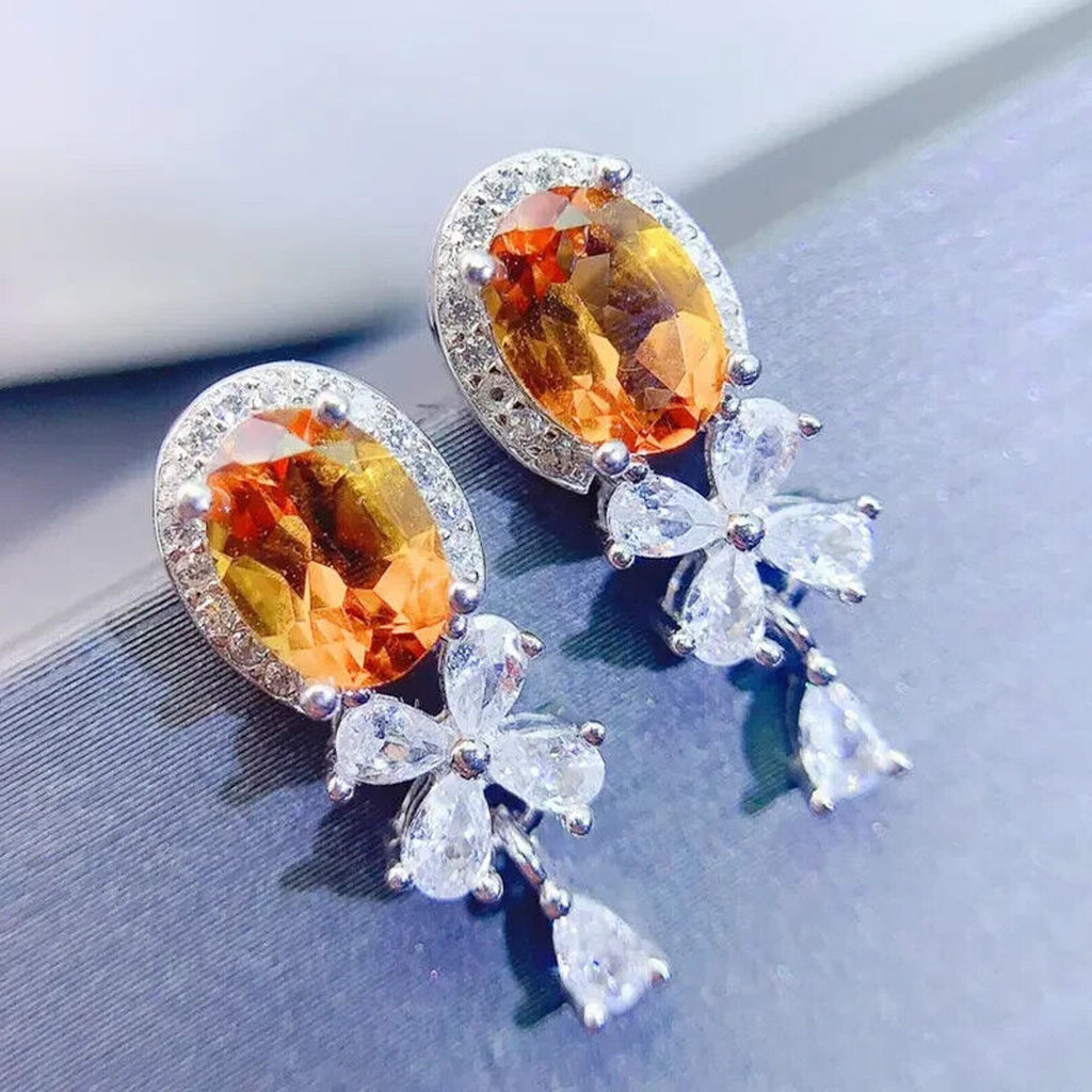Natural Citrine Banquet Earrings 5x7mm, Citrine Earrings