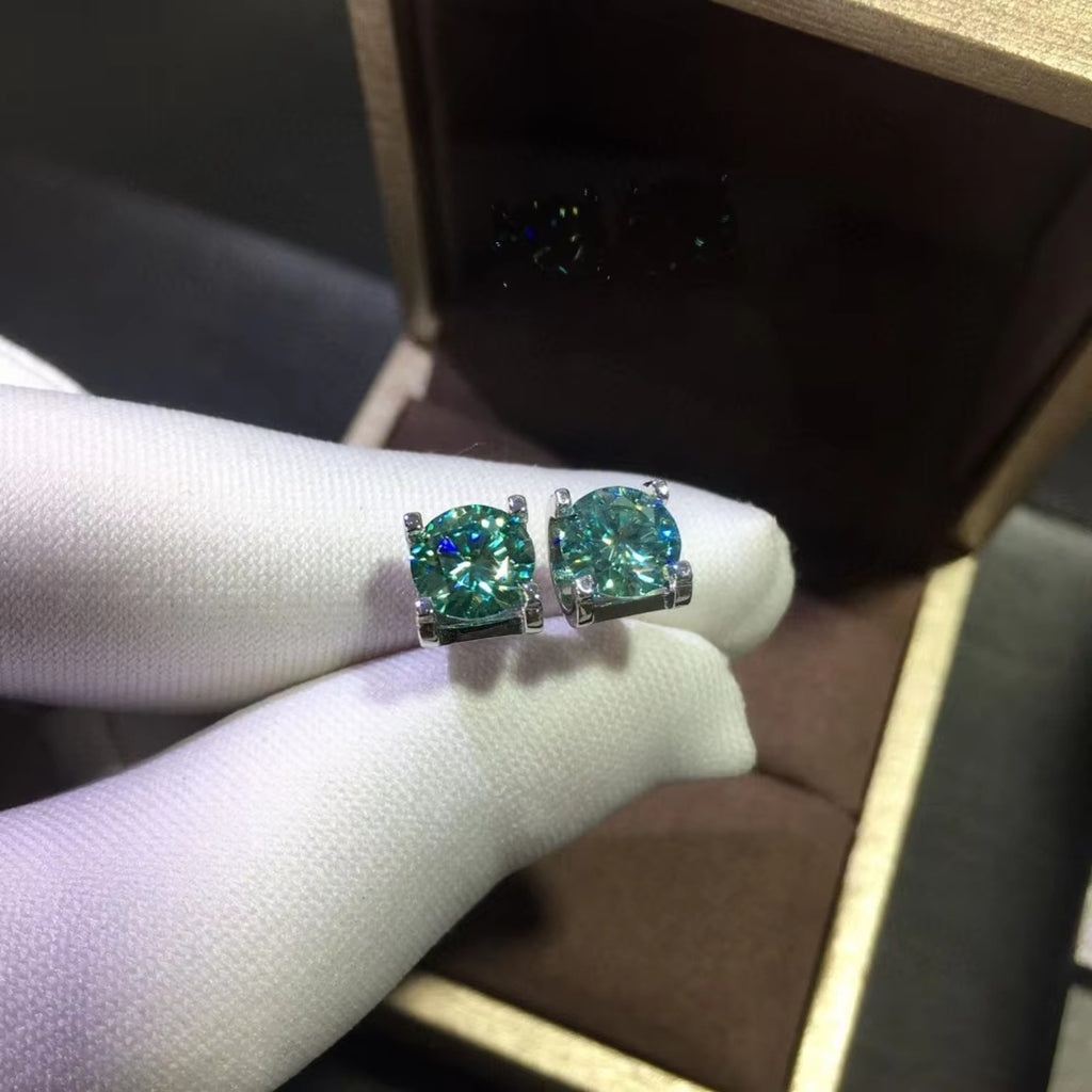 Moissanite Earrings, Moissanite Stud Earrings, Moissanite, White Moissanite, Green Moissanite, Moissanite Earrings Sterling Silver, VVS1 Moissanite Earrings, Green Moissanite Earrings, Green Moissanite Stud Earrings, Half Carat Moissanite Earrings, Women’s Green Moissanite Earrings, Green Moissanite Jewelry, Moissanite Jewelry, Round Brilliant Cut