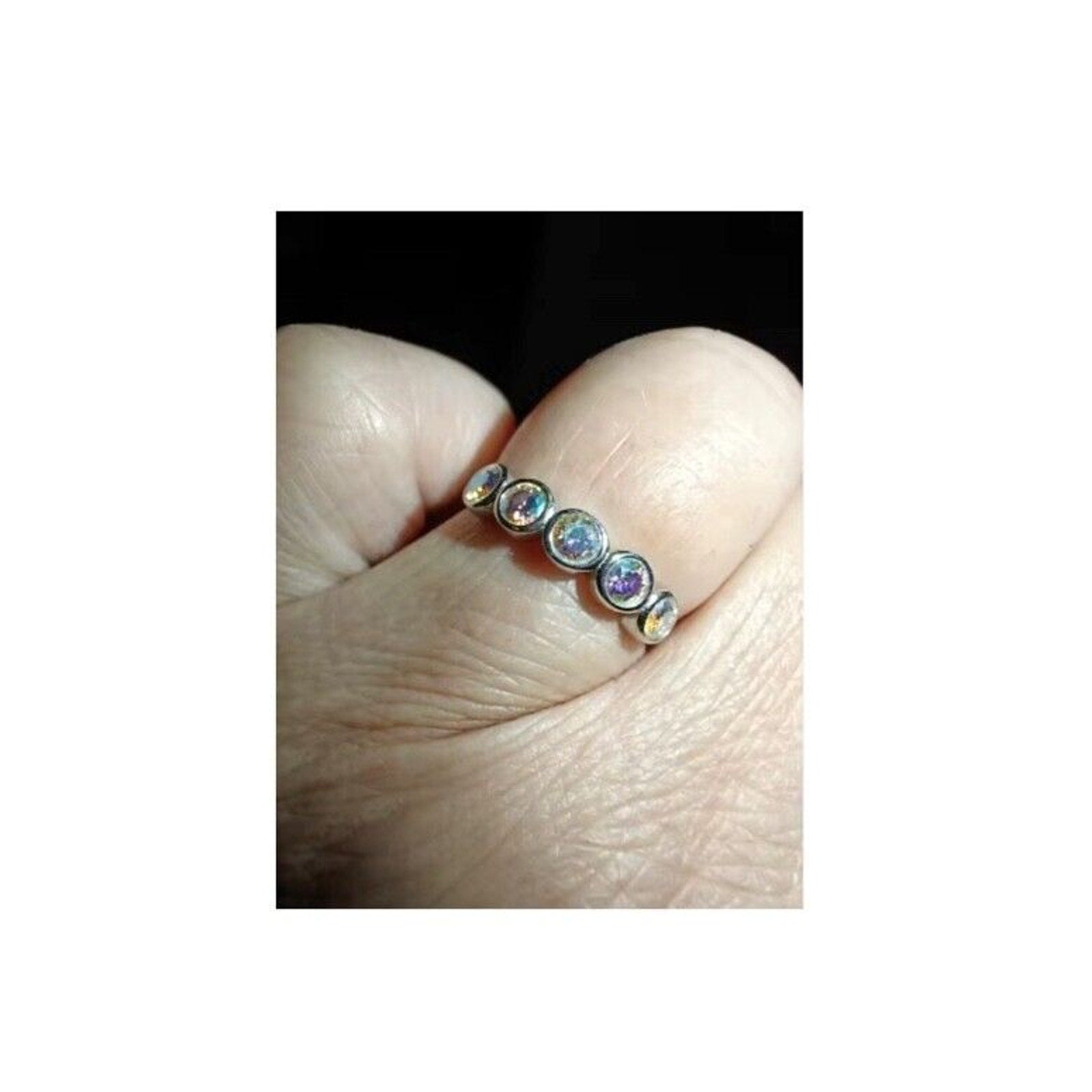 VVS1 Iradescent Rainbow Moissanite Band Ring 3mm