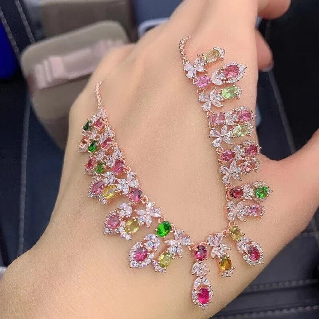 Brazilian Tourmaline Statmenet Charm Necklace, Natural Tourmaline Necklace