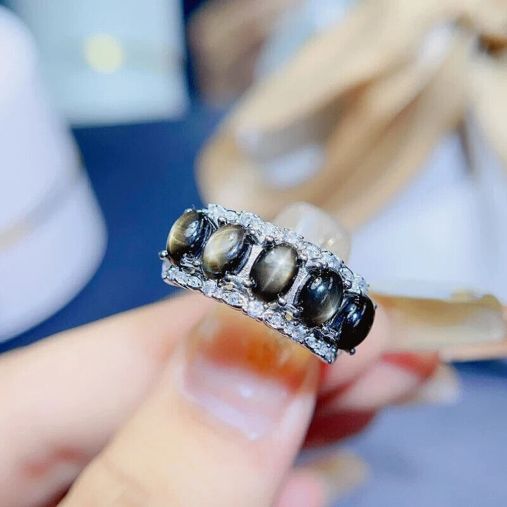 Star Sapphire, Natural Star Sapphire Ring, Star Light Sapphire Band Ring Genuine