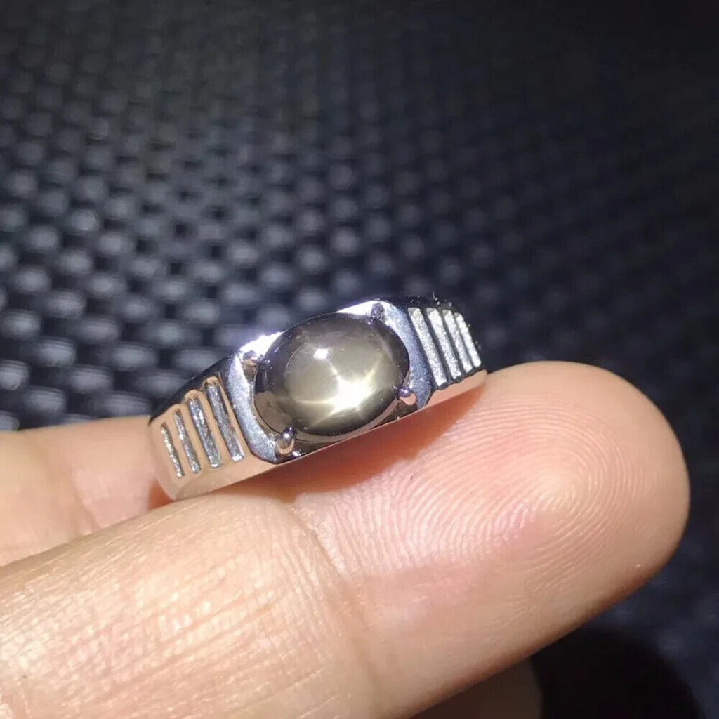 Star Sapphire, Men's Star Sapphire Ring, Star Light Sapphire Ring 7x9mm, 2CT