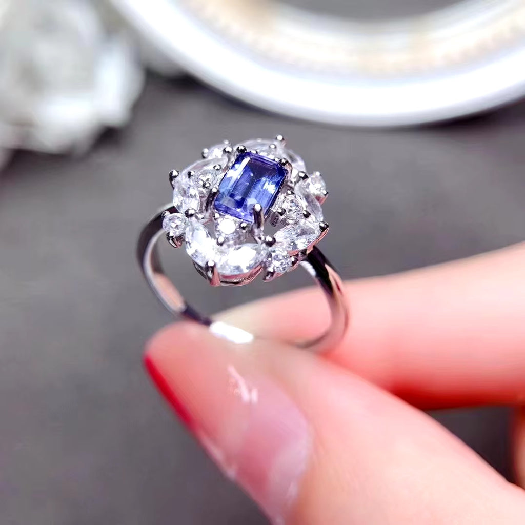 Purple Tanzanite Ring, Natural Tanzanite Rings For Women Sterling Silver