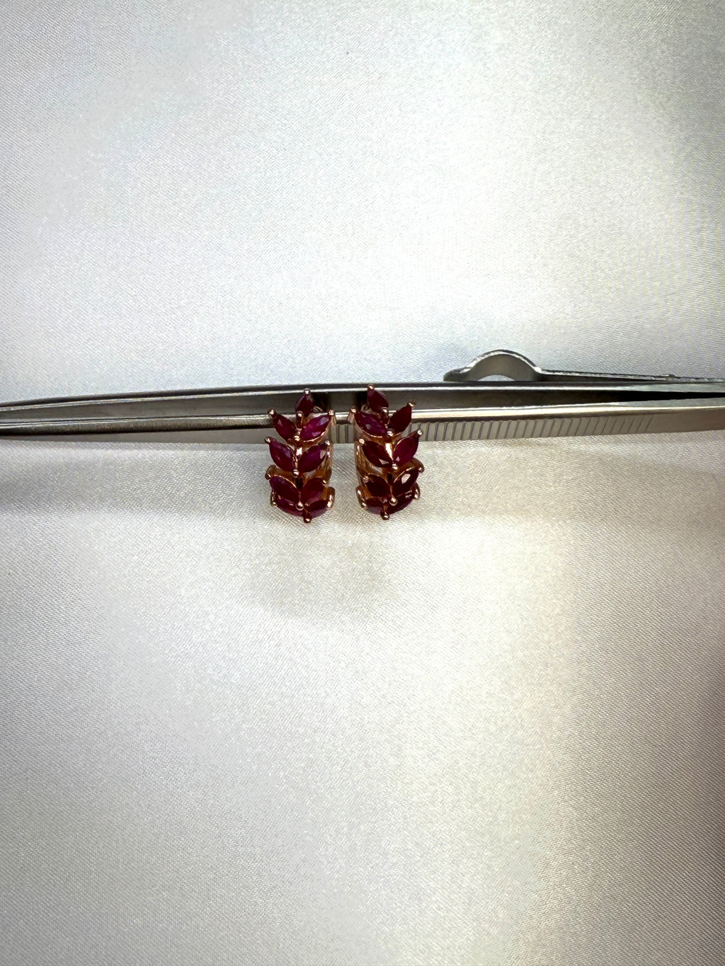 Marquise Cut Ruby Hoop Earrings, Natural Ruby Hoop Earrings