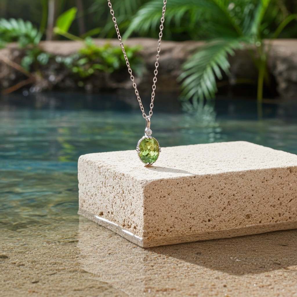 1.25 Carat Peridot Pendant Necklace, August Birthstone Peridot