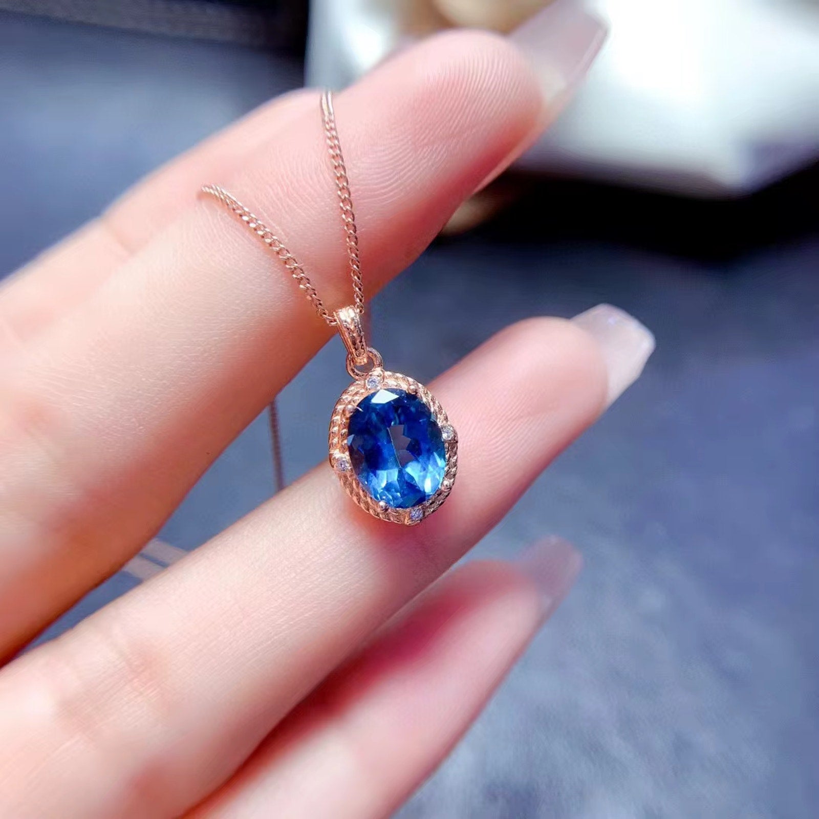 London Blue Topaz Jewelry Set 925 Sterling Silver, Natural London Blue Topaz