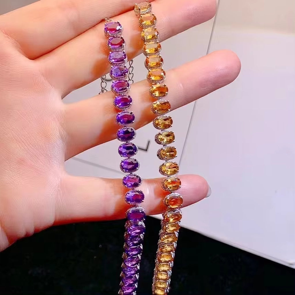 Natural Amethyst or Citrine Tennis Bracelet, Citrine Bracelet, Amethyst Bracelet