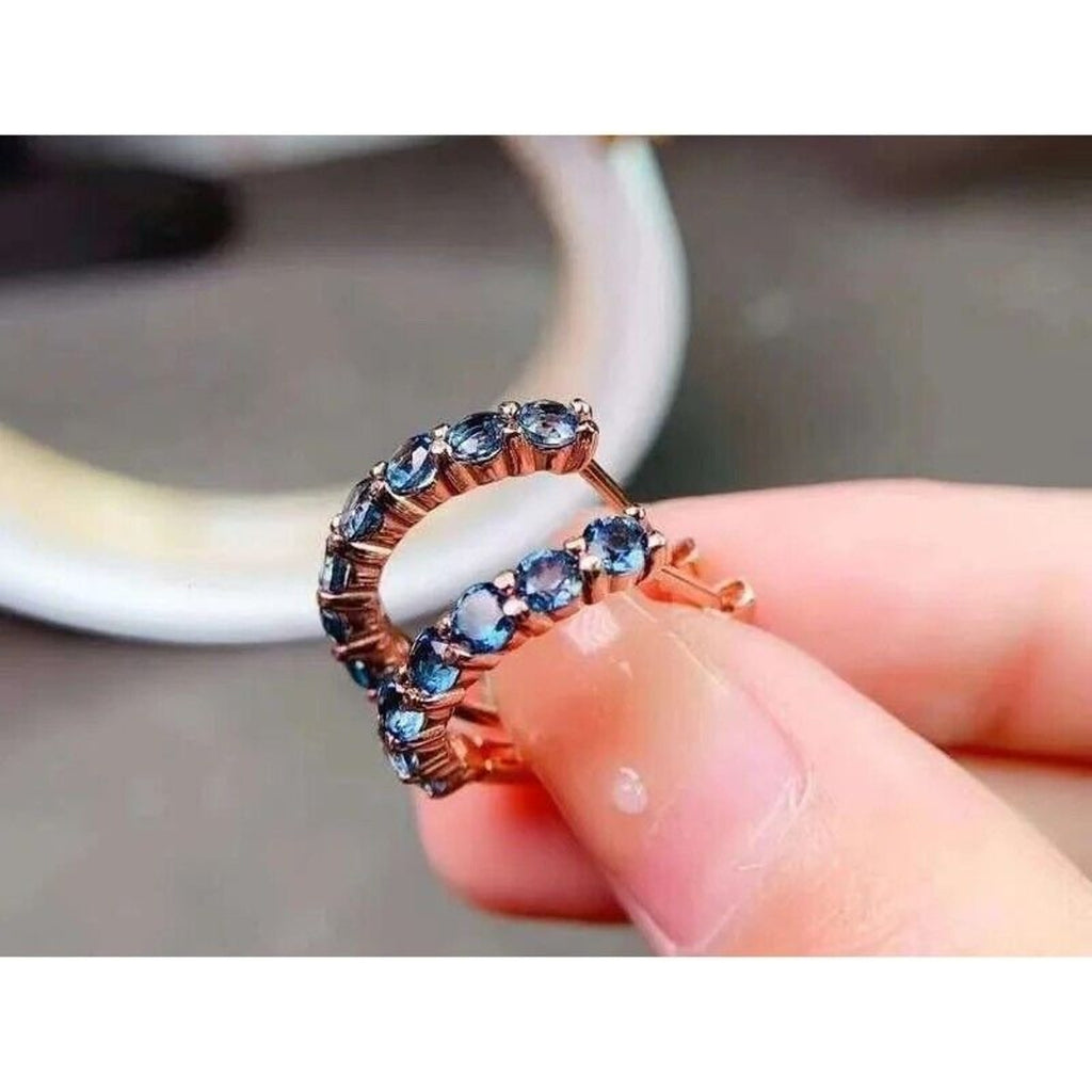 London Blue Topaz Gemstone Hoop Earrings, Natural London Blue Topaz Hoops, London Blue Topaz Hoop Earrings, Gemstone Hoop Earrings, Blue Gemstone Hoop Earrings,  London Blue Topaz Earrings, Women's London Blue Topaz Earrings, London Blue Topaz Jewelry, Natural London Blue Topaz Gemstone Jewelry, Women's London Blue Topaz Earrings, London Blue Topaz, London Blue Topaz Earrings, London Blue Topaz Earrings, Women's London Blue Topaz Jewelry, Sterling Silver London Blue Topaz Jewelry, December Birthstone