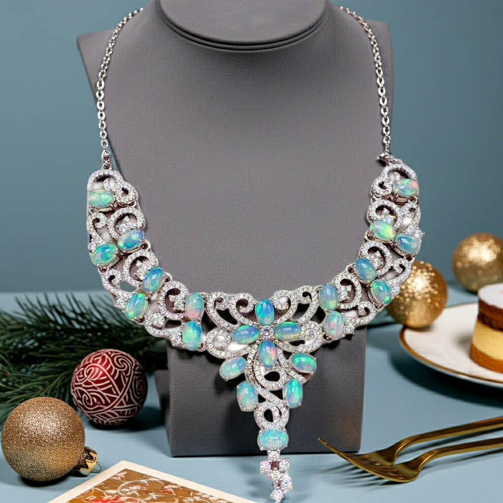 Australian White Opal Statement Necklace, Women's White Opal Statement Necklace