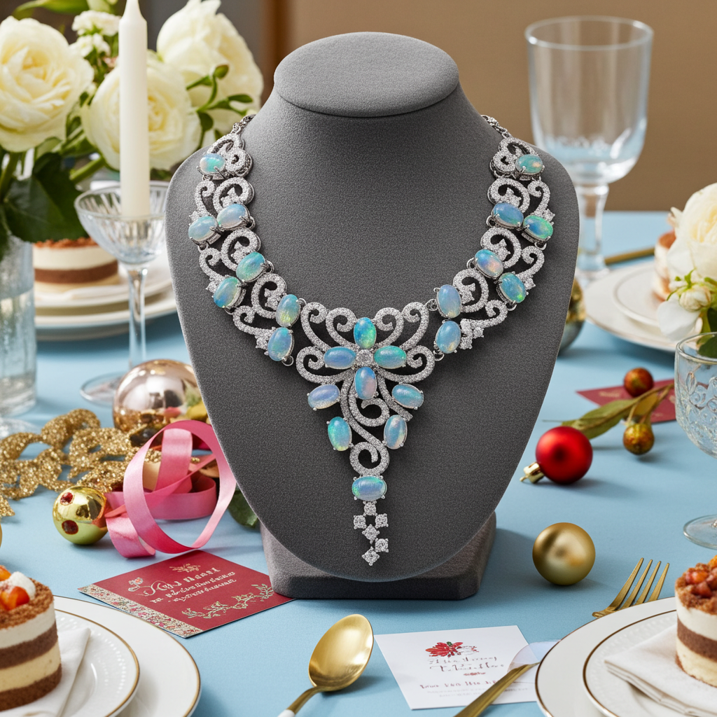 Australian White Opal Statement Necklace, Women's White Opal Statement Necklace