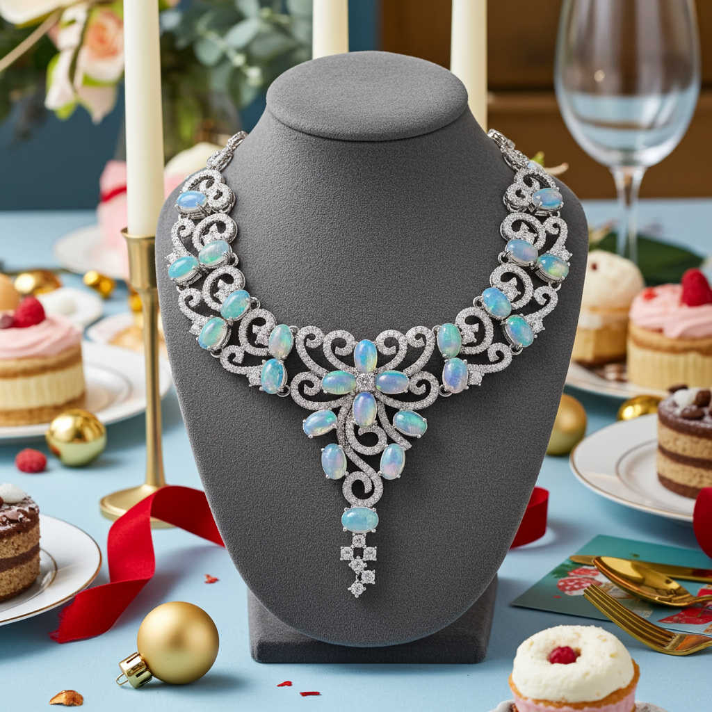 Australian White Opal Statement Necklace, Women's White Opal Statement Necklace