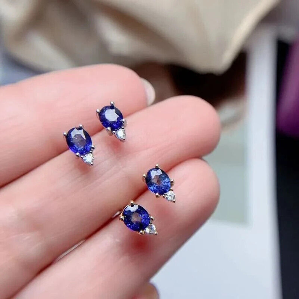 Sapphire Earrings, Natural Sapphire Stud Earrings, Sapphire Stud Earrings, Sterling Silver Sapphire Earrings, Sapphire, Natural Sapphire Earrings, 925 Sterling Silver, Blue Sapphire Earrings, Natural Blue Sapphire Earrings, Natural Blue Sapphire, Blue Sapphire, Bright Blue Sapphire, 925 Sterling Silver, Sapphire Earrings, Dainty, Dainty Stud Earrings, Dainty Sapphire Earrings, Women’s Sapphire Earrings, Anniversary Gift Sapphire, Sapphire September Birthstone, September Birthstone Sapphire