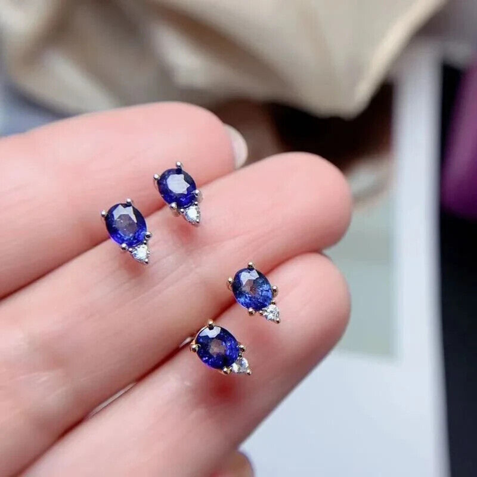 Sapphire Earrings, Natural Sapphire Stud Earrings, Sapphire Stud Earrings, Sterling Silver Sapphire Earrings, Sapphire, Natural Sapphire Earrings, 925 Sterling Silver, Blue Sapphire Earrings, Natural Blue Sapphire Earrings, Natural Blue Sapphire, Blue Sapphire, Bright Blue Sapphire, 925 Sterling Silver, Sapphire Earrings, Dainty, Dainty Stud Earrings, Dainty Sapphire Earrings, Women’s Sapphire Earrings, Anniversary Gift Sapphire, Sapphire September Birthstone, September Birthstone Sapphire