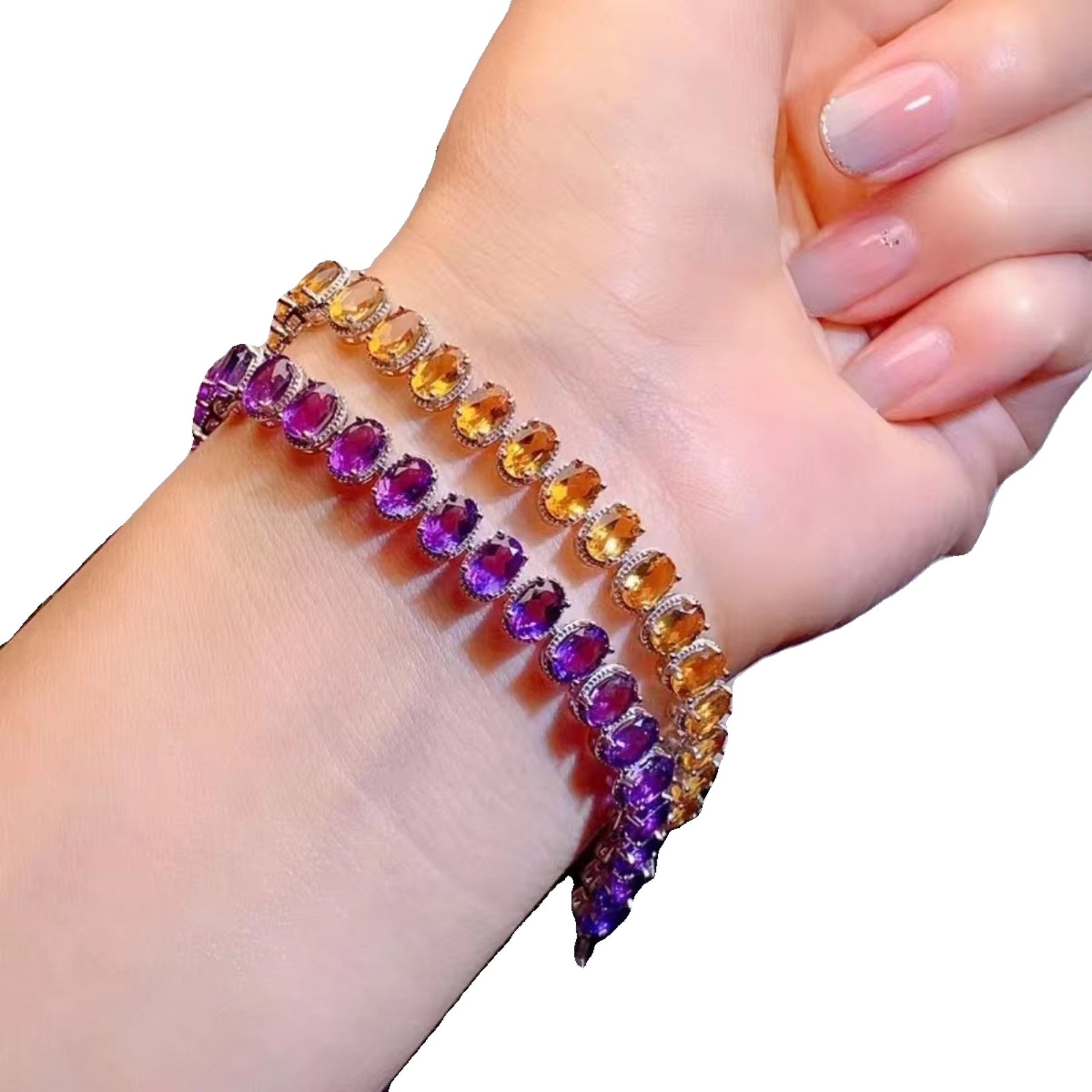 Natural Amethyst or Citrine Tennis Bracelet, Citrine Bracelet, Amethyst Bracelet
