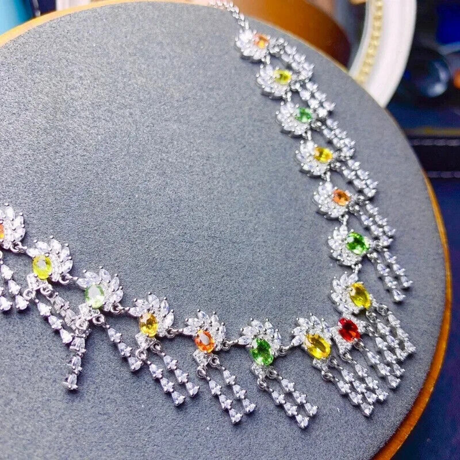 Multicolor Sapphire Necklace – 925 Sterling Silver | Adjustable | Gold, Rose Gold &Platinum Options