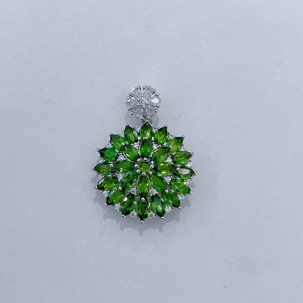 Chrome Diopside Pendant Necklace, Marquise Cut Chrome Diopside