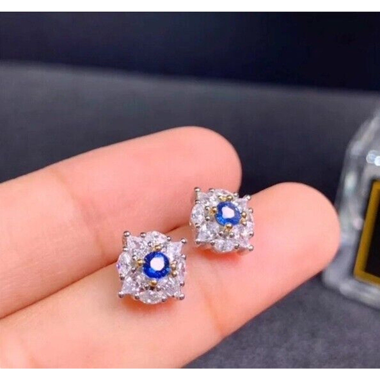 Sapphire Earrings, Natural Sapphire Stud Earrings, Sapphire Stud Earrings, Sterling Silver Sapphire Earrings, Sapphire, Natural Sapphire Earrings, 925 Sterling Silver, Blue Sapphire Earrings, Natural Blue Sapphire Earrings, Natural Blue Sapphire, Blue Sapphire, Bright Blue Sapphire, 925 Sterling Silver, Sapphire Earrings, Dainty, Dainty Stud Earrings, Dainty Sapphire Earrings, Women’s Sapphire Earrings, Anniversary Gift Sapphire, Sapphire September Birthstone, September Birthstone Sapphire, Sapphire Studs