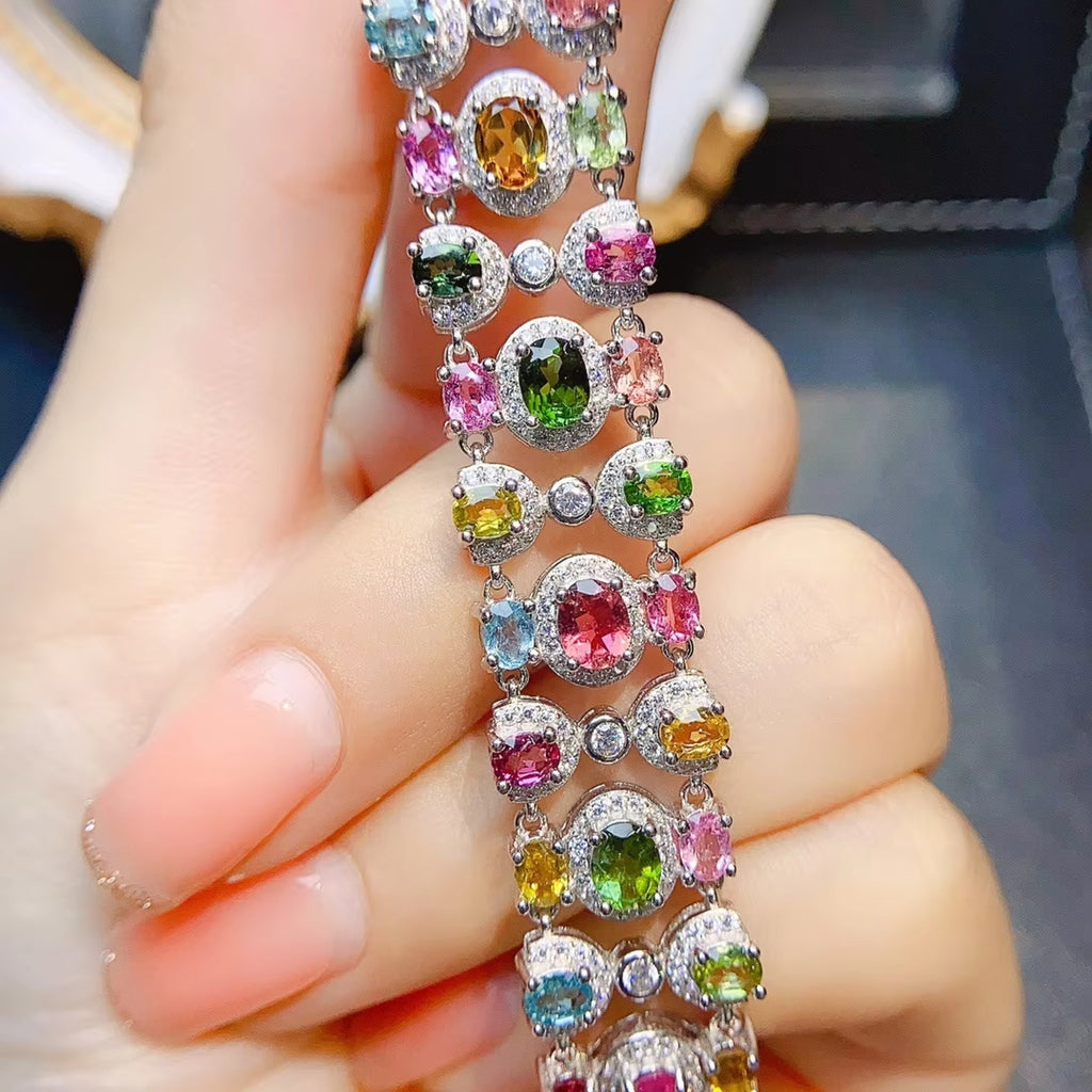 Natural Brazilian Tourmaline Multilayer Tennis Bracelet, Tourmaline Bracelet