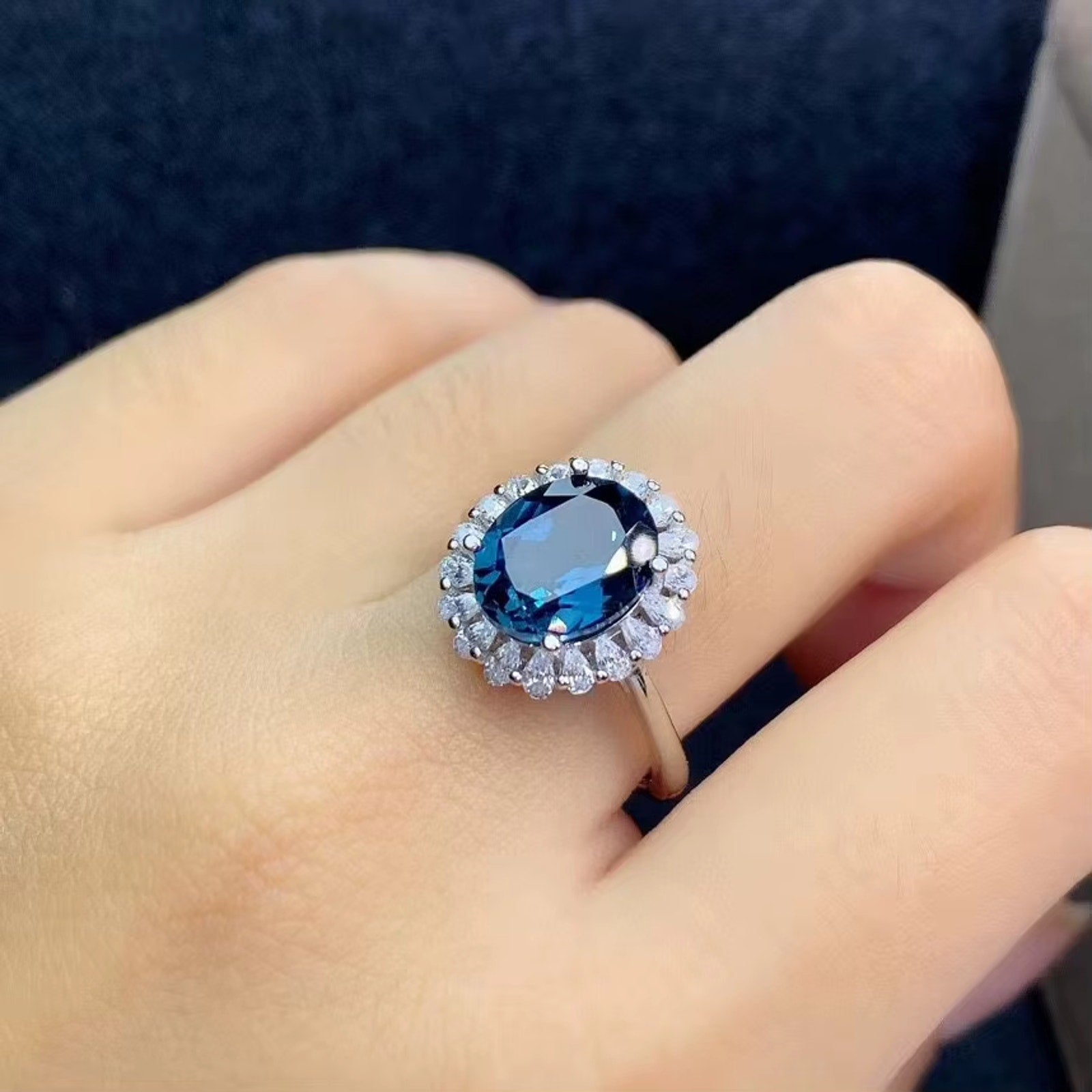 London Blue Topaz Jewelry Set 925 6x8mm Platinum Plated