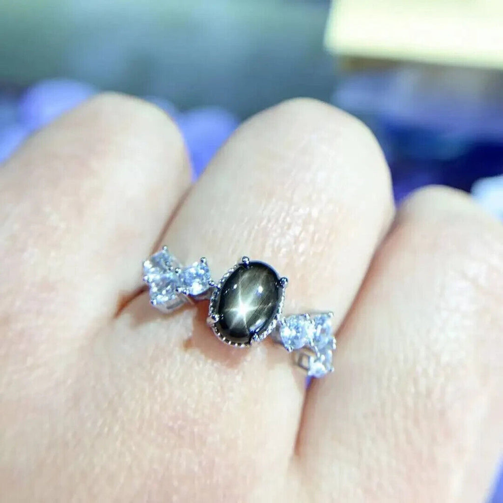 Star Sapphire, Natural Star Sapphire Ring, Star Light Sapphire Ring 6x8mm