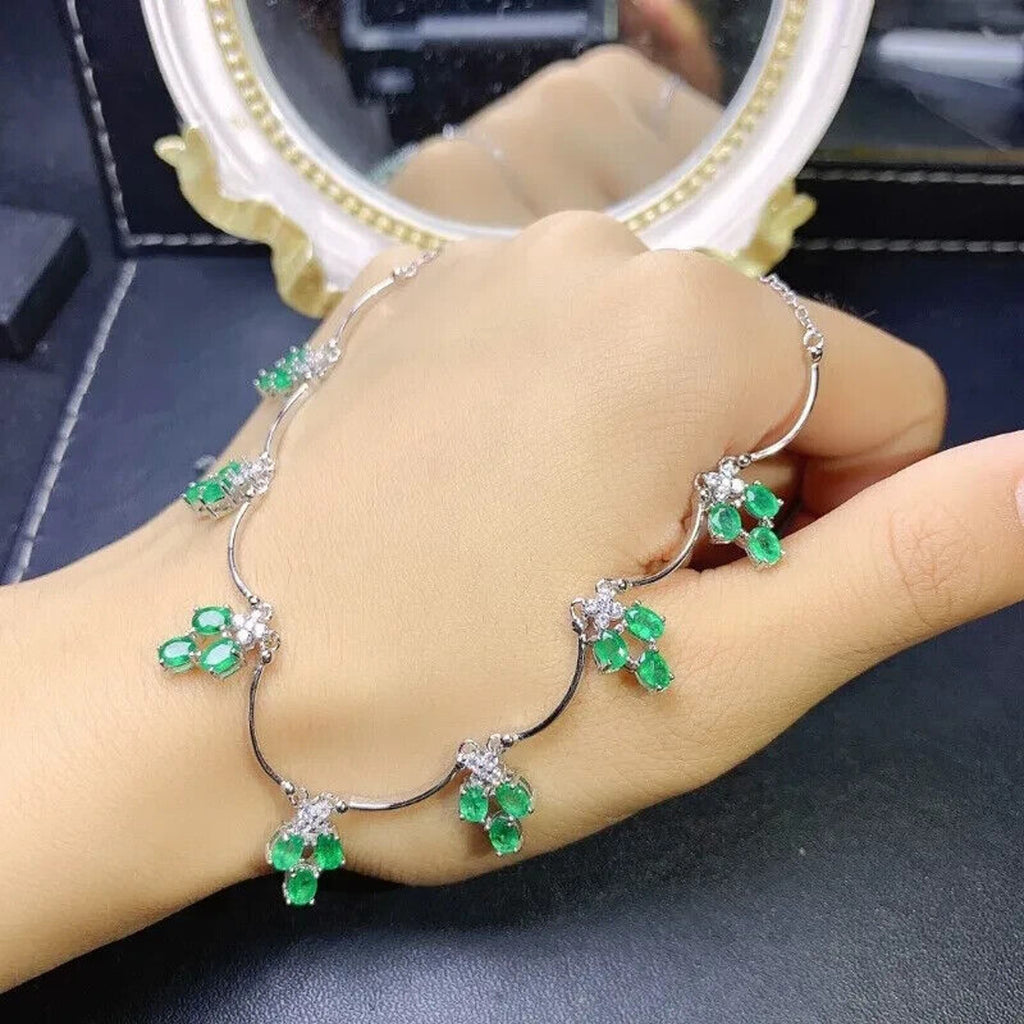 Natural Emerald Scallop Charm Necklace 3x4mm