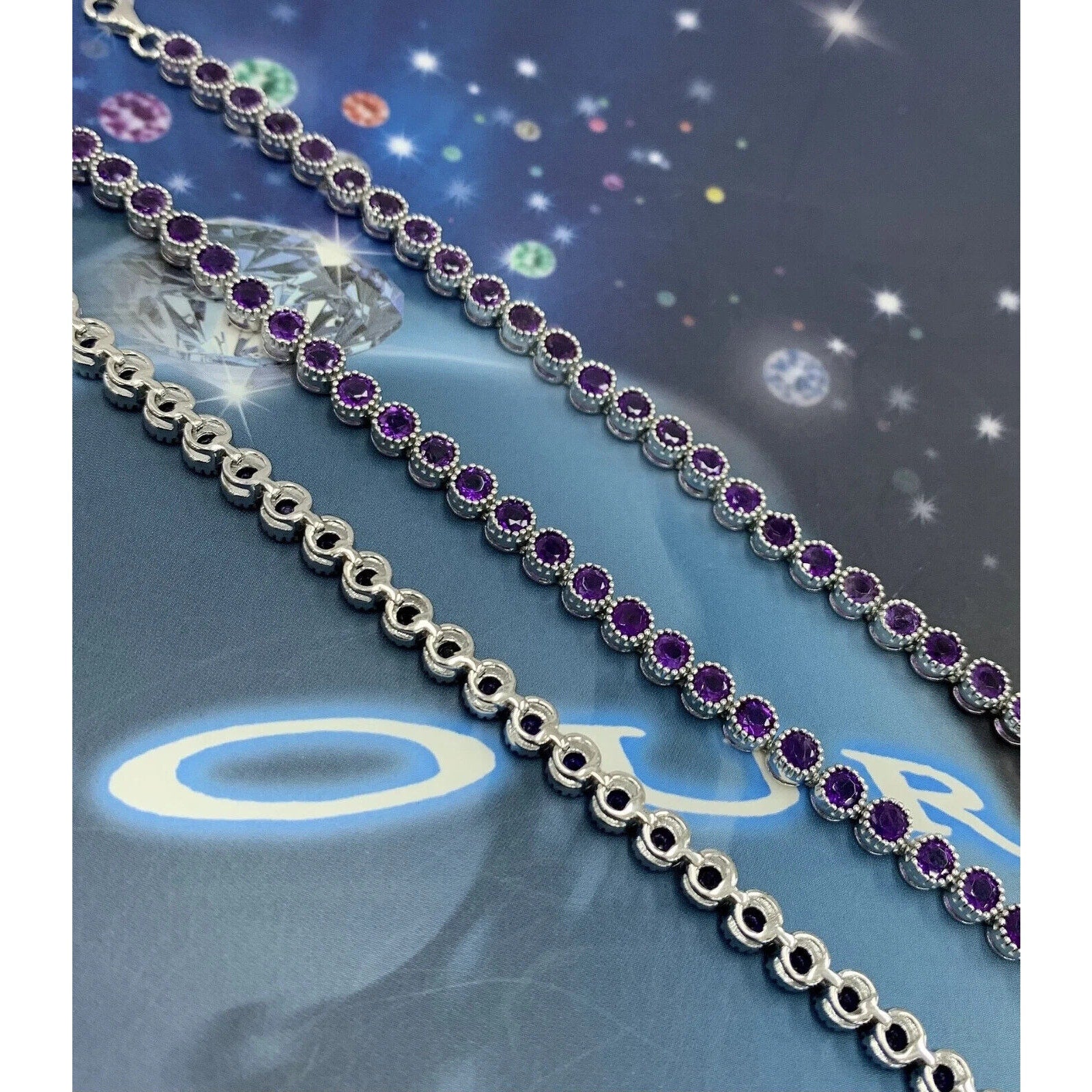 Women's Amethyst Tennis Bracelet, Sterling Silver Amethyst Bracelet