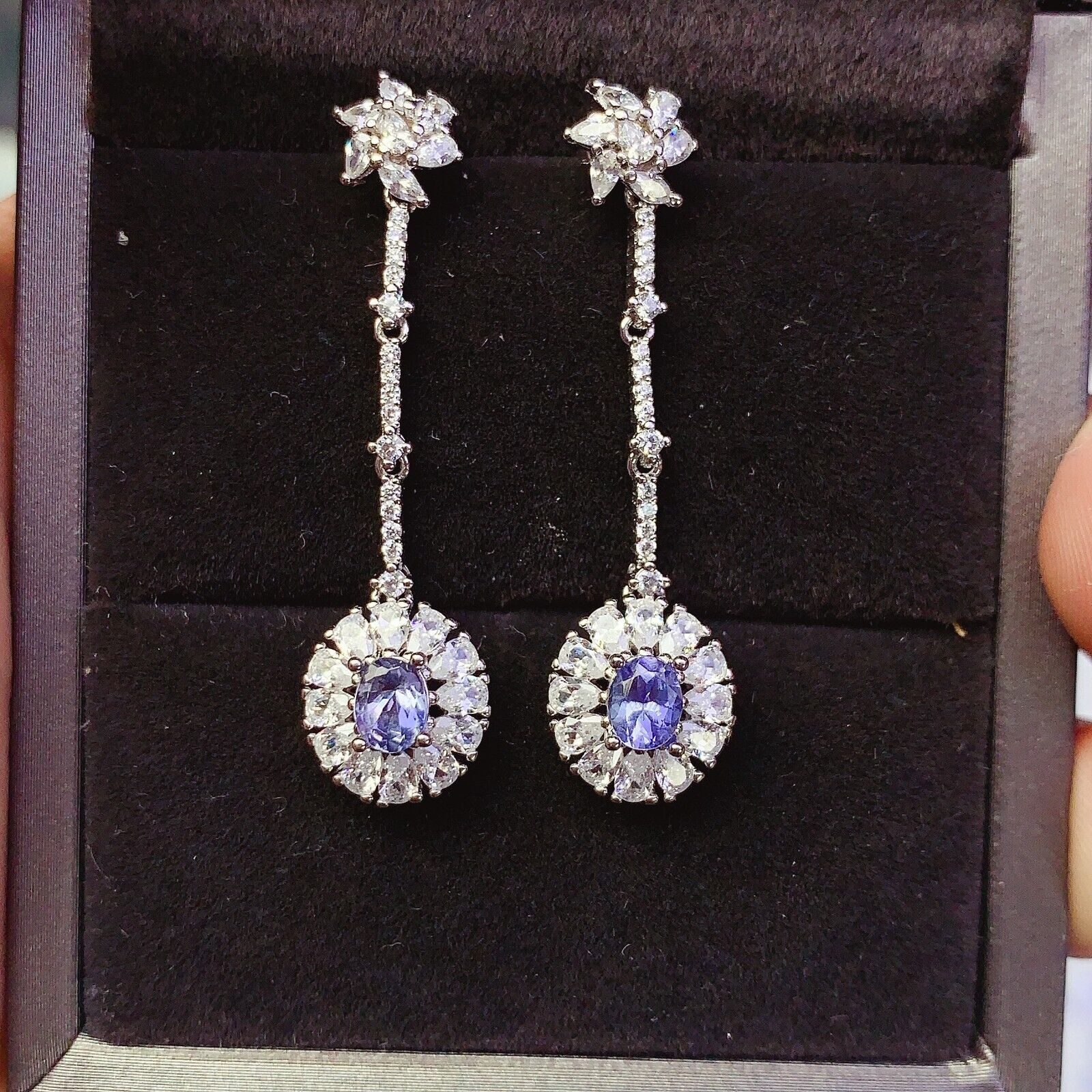 Natural Purple Tanzanite Drop Dangle Earrings VVS Grade 4x5mm