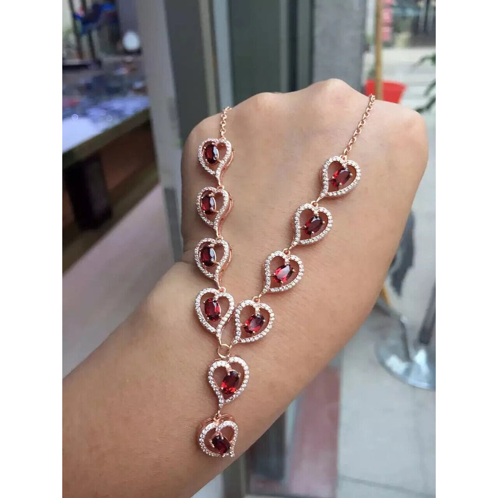 Natural Red Garnet Statement Necklace, Romantic Red Garnet Statement Necklace