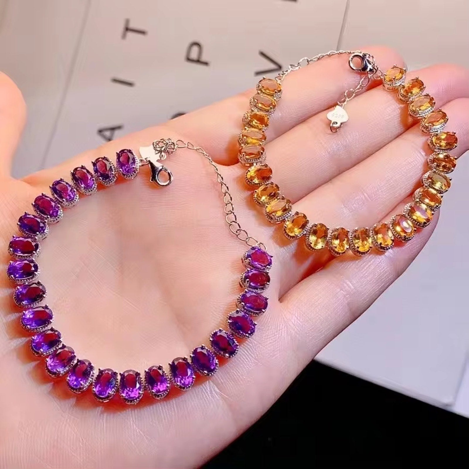 Natural Amethyst or Citrine Tennis Bracelet, Citrine Bracelet, Amethyst Bracelet