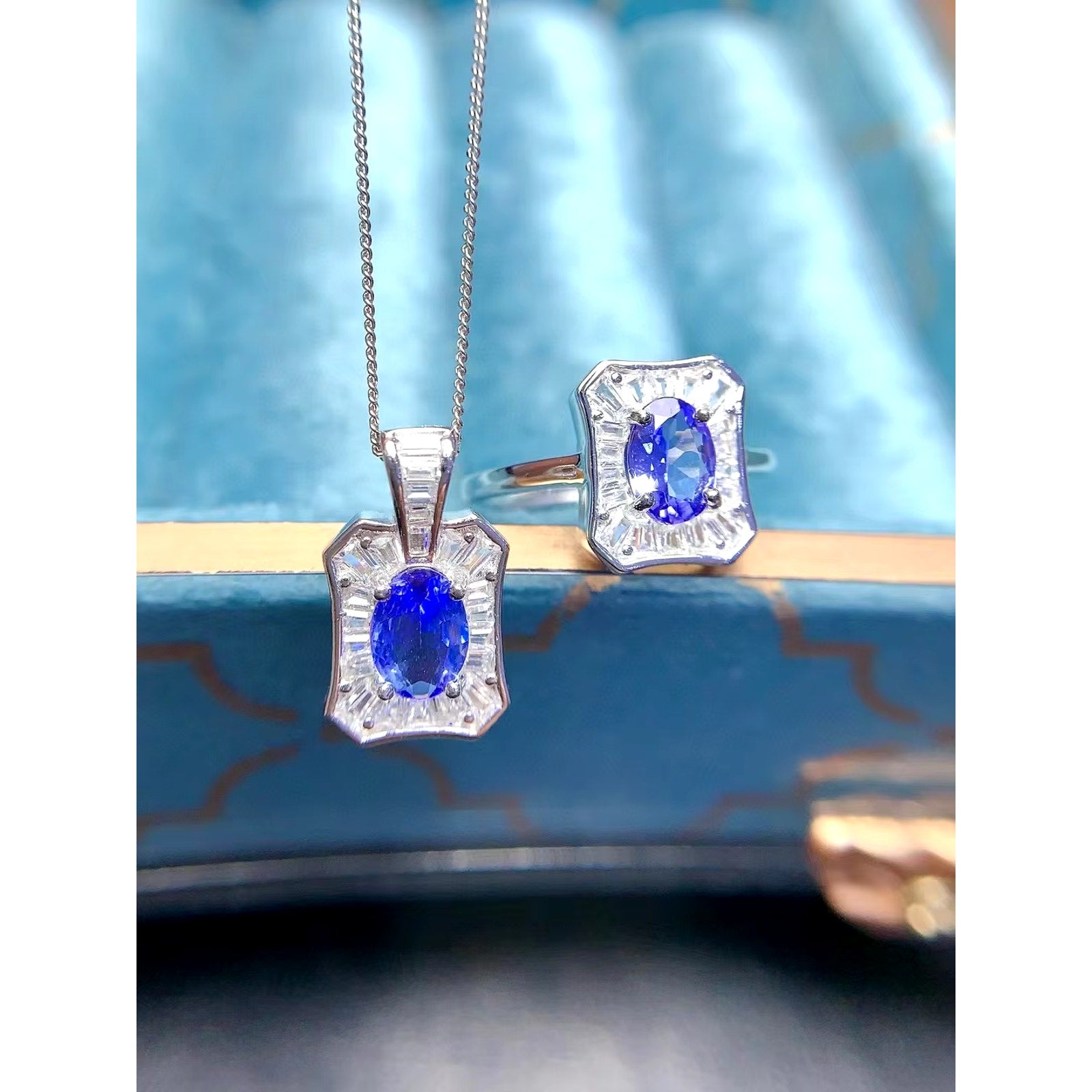 Purple Tanzanite Jewelry Set, Natural Purple Tanzanite Jewelry 925 Sterling