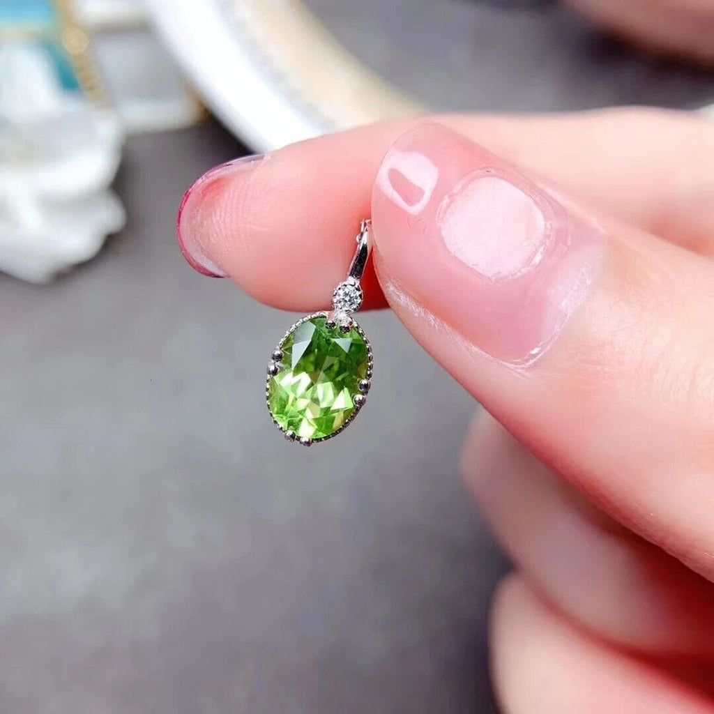 Peridot Gemstone Pendant Necklace, August Birthstone Peridot Pendant