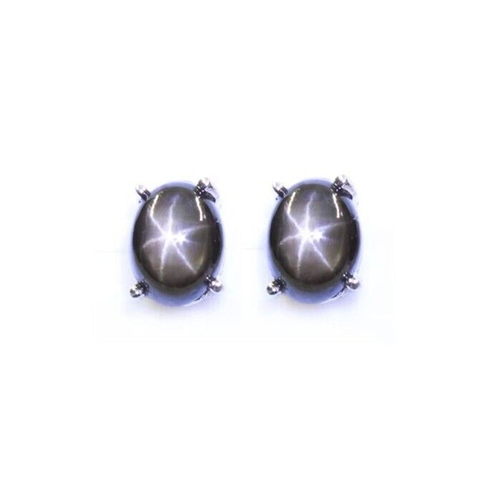 Star Sapphire Stud Earrings – 5x7mm | Natural Sapphire Earrings 925 Silver