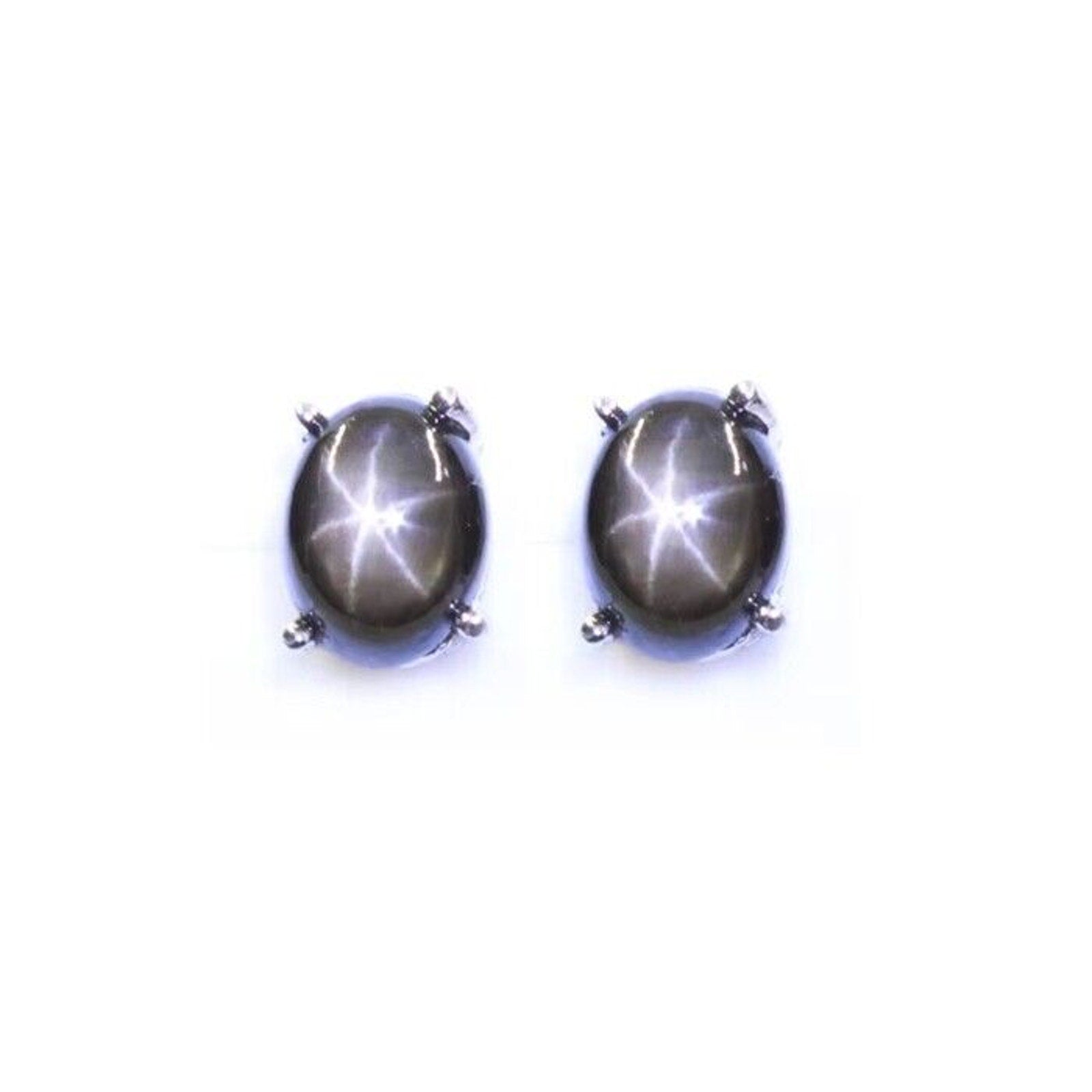 Star Sapphire Stud Earrings – 5x7mm | Natural Sapphire Earrings 925 Silver