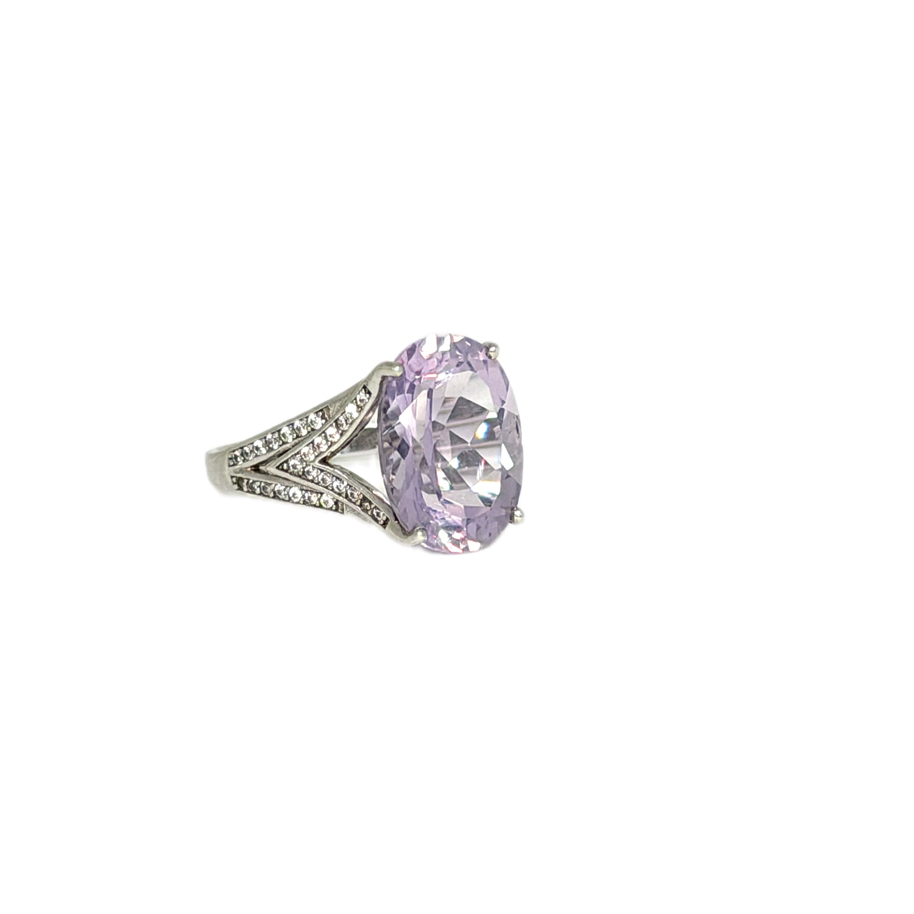 Lavender Amethyst Oval Cut Statement Ring 10x14mm