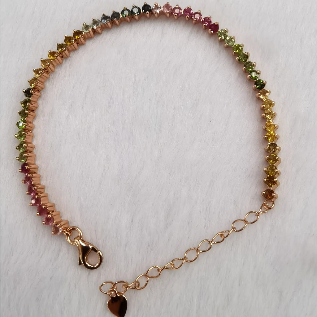 Natural Brazilian Tourmaline Tennis Bracelet, Tourmaline Bracelet 925 Sterling