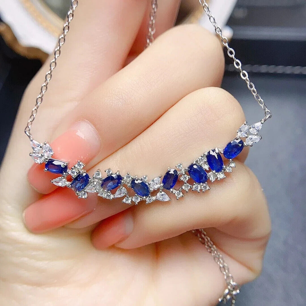 Natural Sapphire Danty Collar Necklace, Women's Necklace Sterling Silver