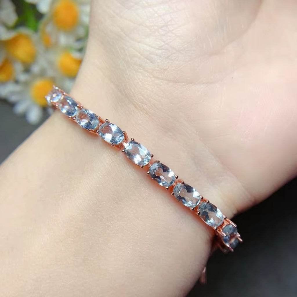 Aquamarine, Aquamarine Jewelry, Natural Aquamarine, Aquamarine Bracelet, Aquamarine Tennis Bracelet, Sterling Silver Aquamarine Bracelet, Natural Aquamarine Bracelet, Aquamarine Jewelry For Women, March Birthstone, March Birthstone Aquamarine, Aquamarine Gemstone, Aquamarine Jewelry For Women, 