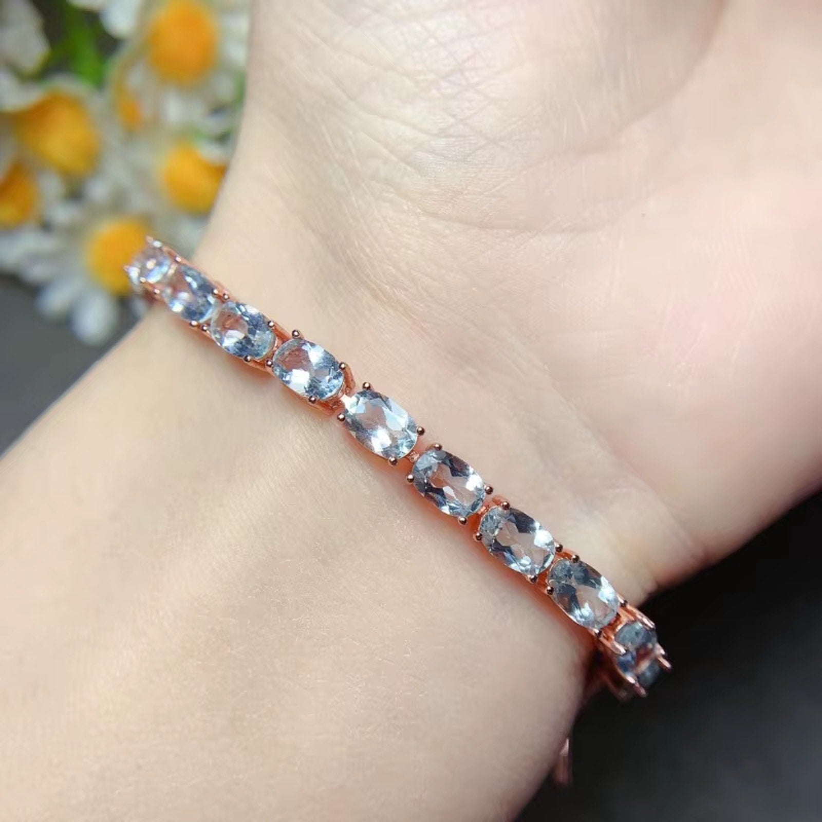 Aquamarine, Aquamarine Jewelry, Natural Aquamarine, Aquamarine Bracelet, Aquamarine Tennis Bracelet, Sterling Silver Aquamarine Bracelet, Natural Aquamarine Bracelet, Aquamarine Jewelry For Women, March Birthstone, March Birthstone Aquamarine, Aquamarine Gemstone, Aquamarine Jewelry For Women, 
