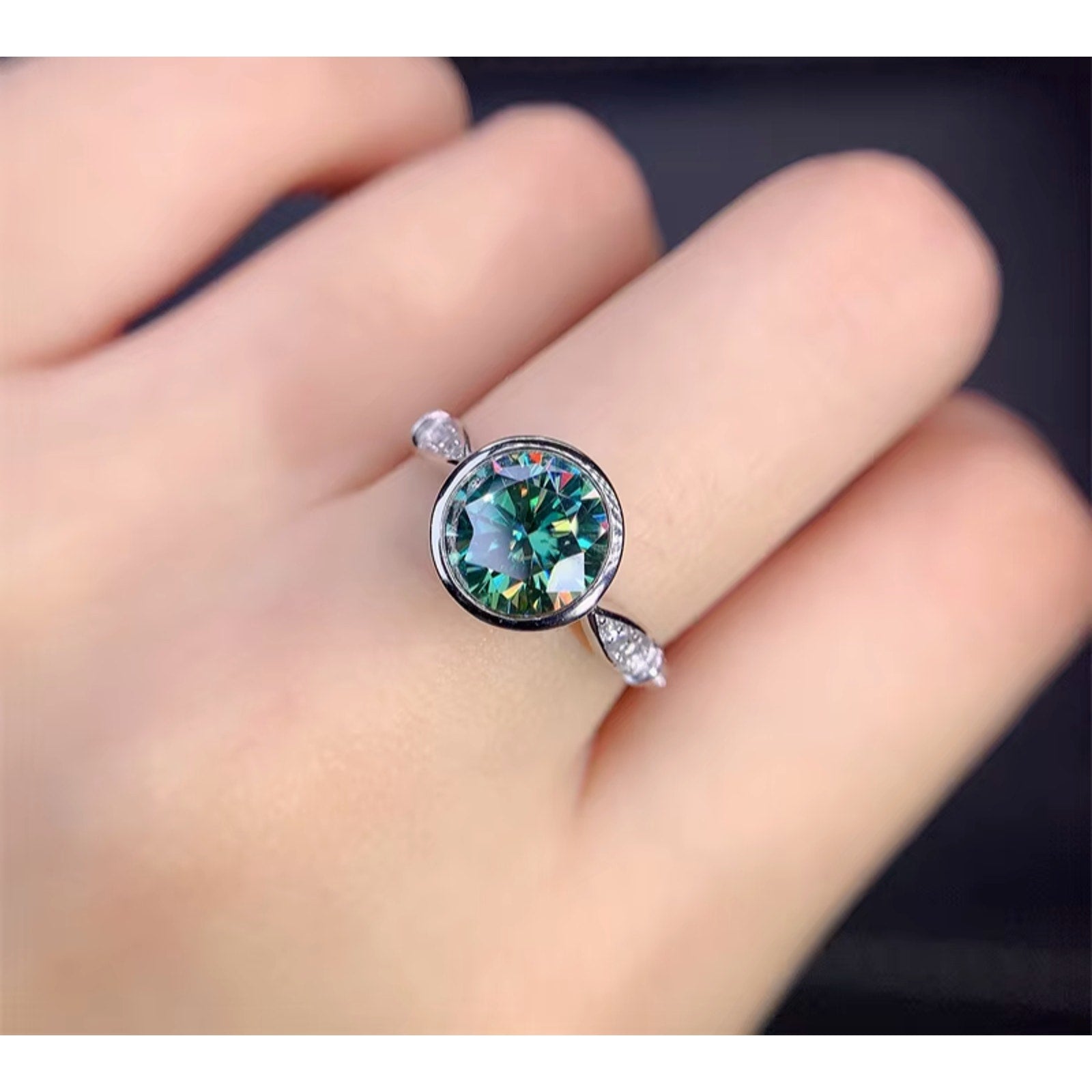 Moissanite, Green Moissanite Ring, 2 Carat Moissanite RIng, Moissanite Ring, Moissanite, VVS1 Miossanite, Gray Moissanite, White Moissanite, Solitaire Moissanite Ring, Round Brilliant Cut Moissanite Ring, Moissanite Ring, Round Brilliant Cut, 5 Carat Moissanite Ring, Moissanite Jewelry