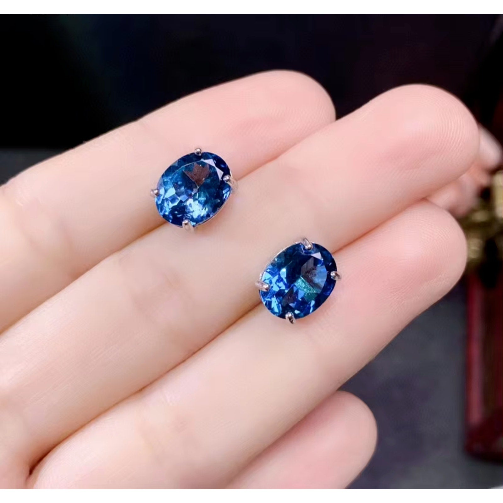 London Blue Topaz Stud Earrings 8x10mm 3CT, Large London Blue Topaz Stud Earrings, December Birthstone London Blue Topaz, London Blue Topaz Earrings, London Blue Topaz Stud Earrings, Women's London Blue Topaz Earrings, London Blue Topaz Jewelry, Natural London Blue Topaz Gemstone Jewelry Set, Women's London Blue Topaz Earrings, London Blue Topaz Ring, London Blue Topaz Stud Earrings, London Blue Topaz Earrings, Women's London Blue Topaz Jewelry, Sterling Silver London Blue Topaz Jewelry