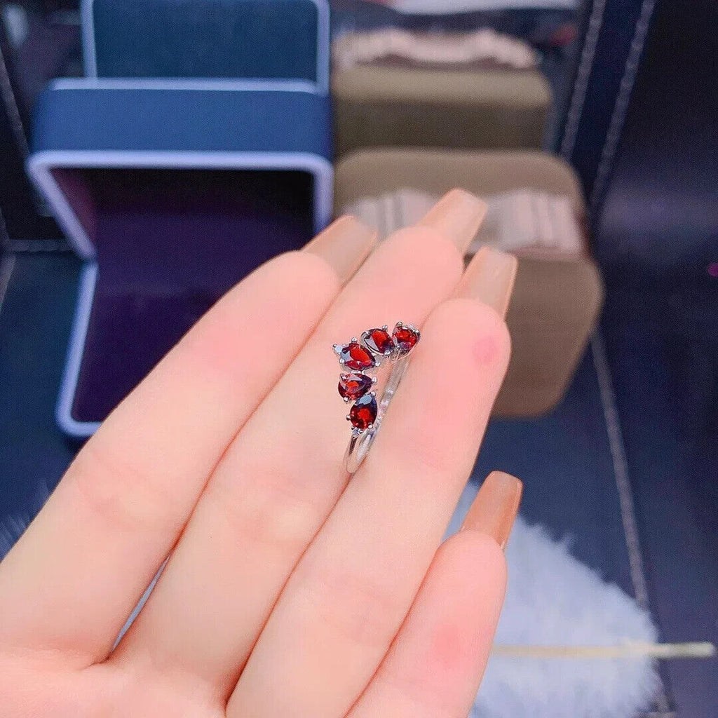 Dark Red Garnet Wedding Band Ring 3x4mm