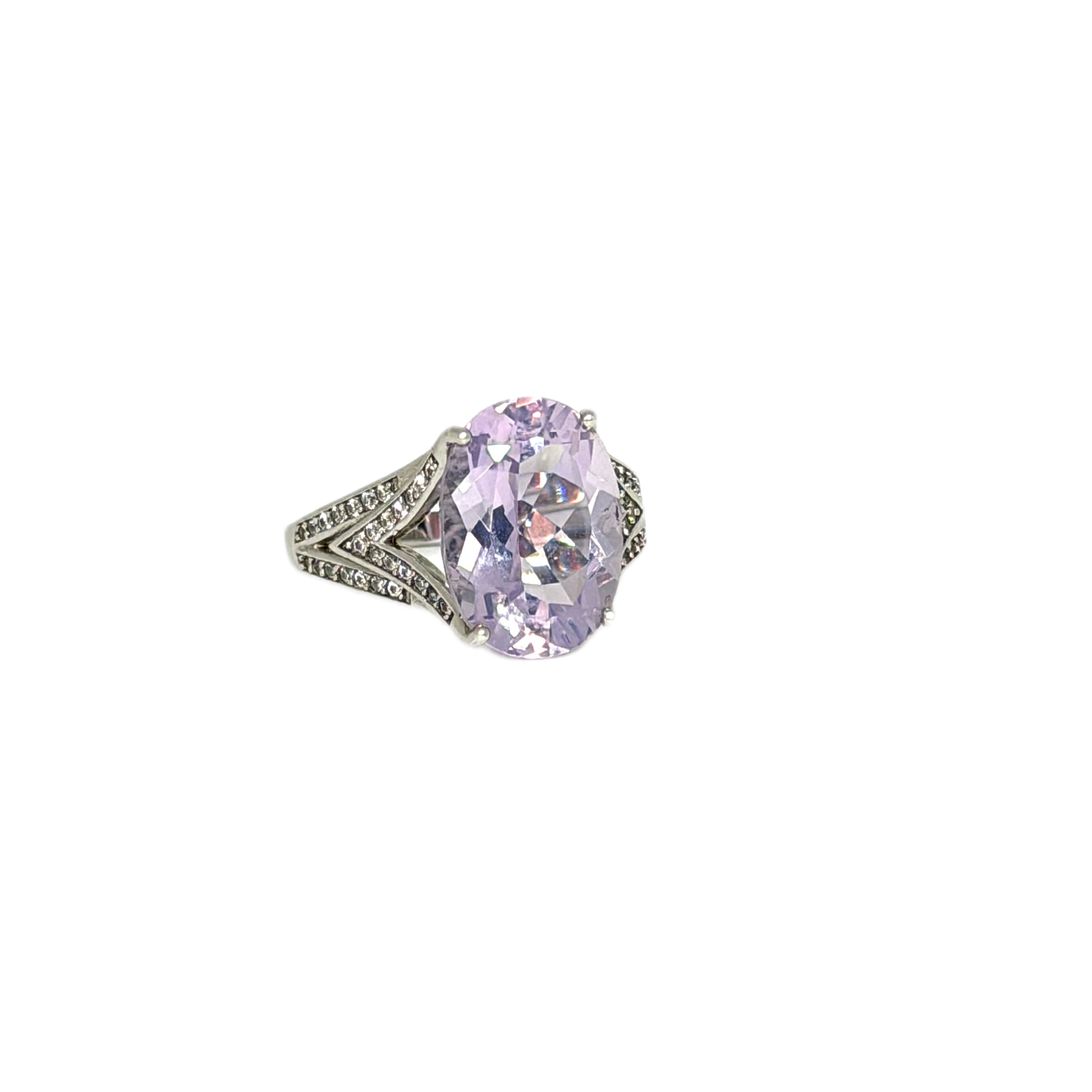 Lavender Amethyst Oval Cut Statement Ring 10x14mm