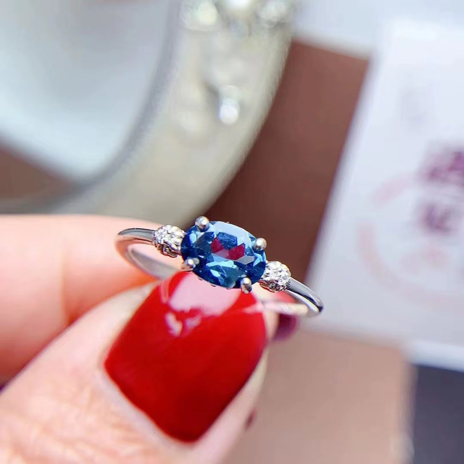 London Blue Topaz Jewelry Set Oval Cut 5x7mm 925 Sterling Silver