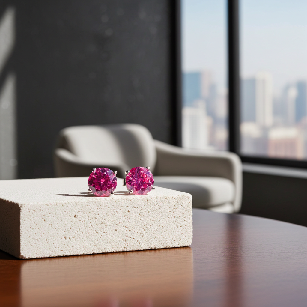 VVS1 1 CT Pink Moissanite Earrings 925 Sterling Silver