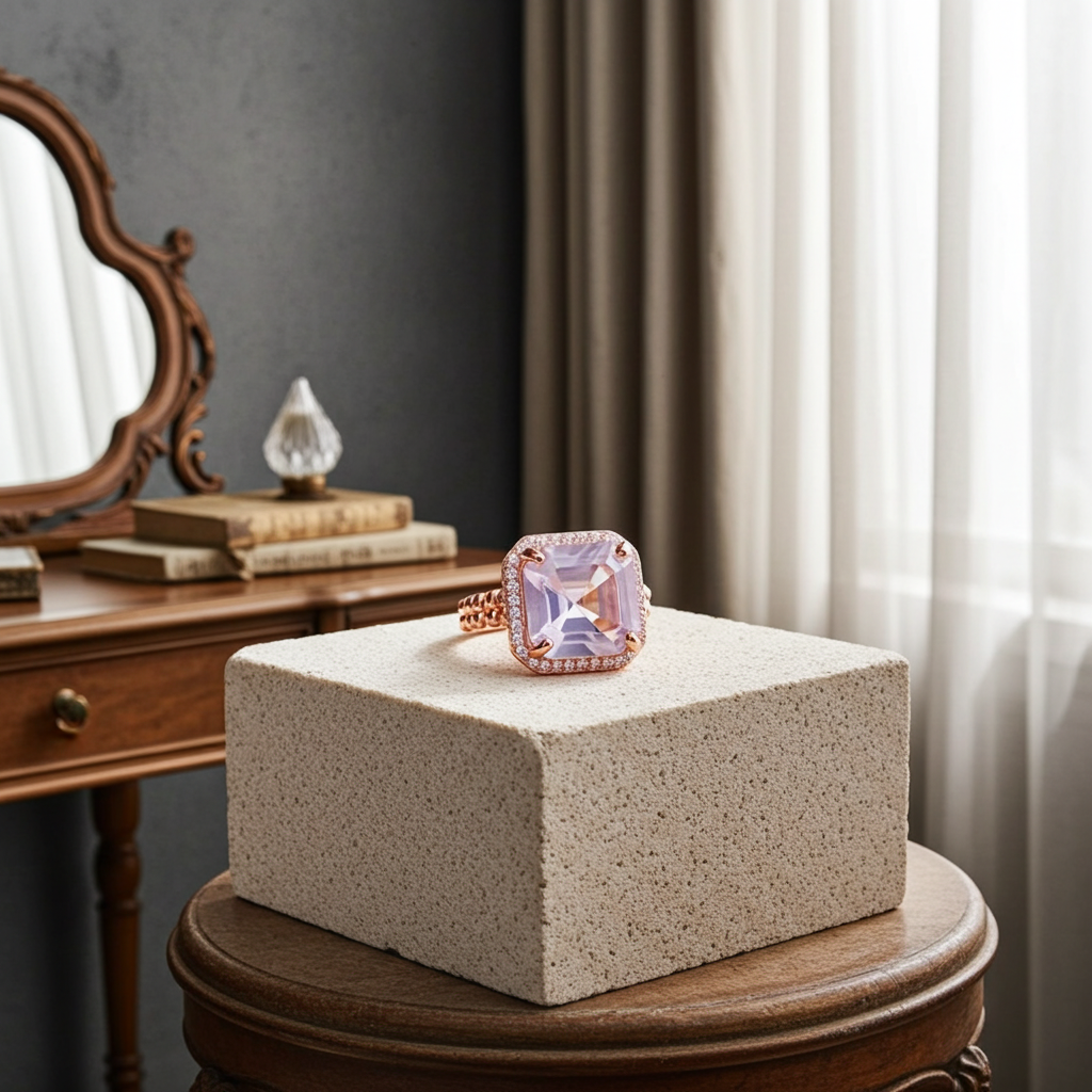 4CT Lavender Amethyst Cushion Cut Ring 925 Sterling Silver